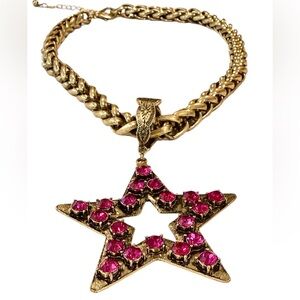 Fuchsia Crystal Star Pendant Necklace